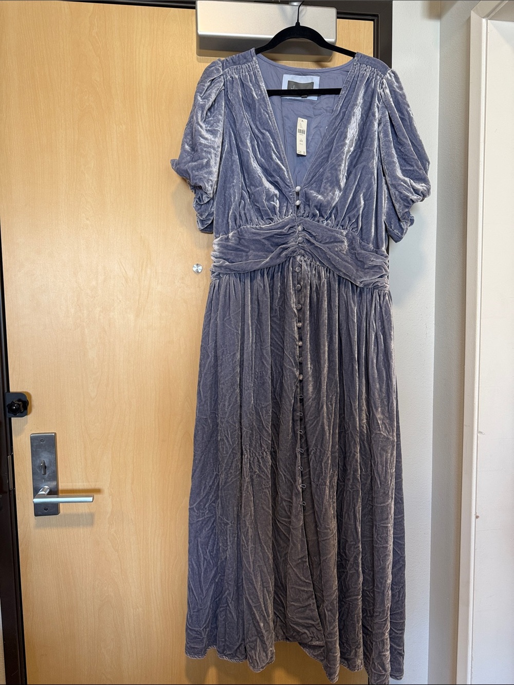 Anthropologie Lavender-Gray Velvet Maxi Dress